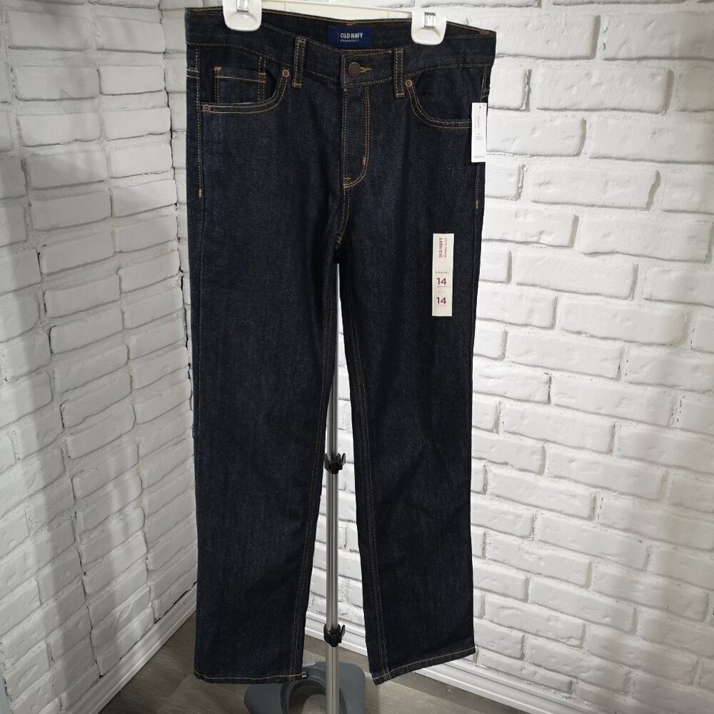 NWT Old Navy Girls Size 14 Regular Dark Wash Straight Fit Jeans